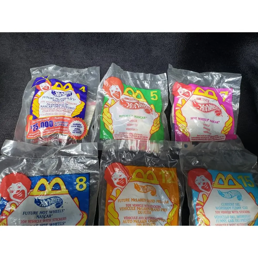 McDonald Nascar Hot Wheel Happy Meal Toys Diecast Race Car Bundle Set of 8 1999